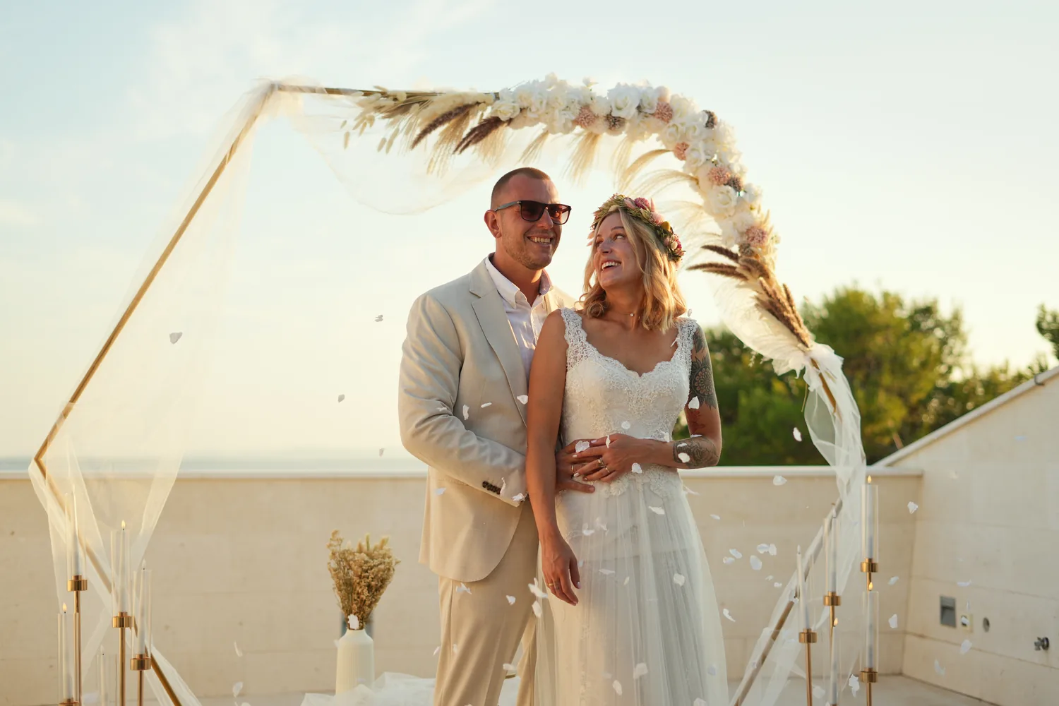 Bride and groom at the altar during the ceremony