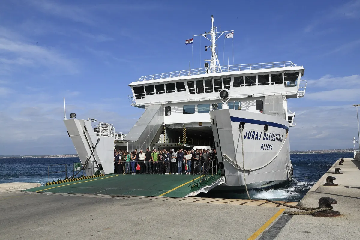 The car ferry arriving at Preko on the island of Ugljan